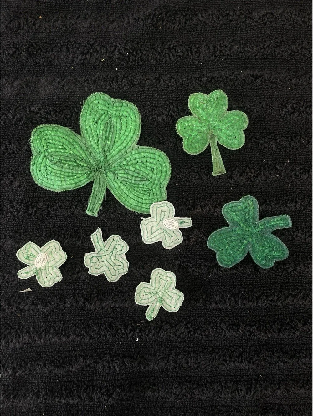 Sequin Shamrock Applique Patch Lo- Clover Good Luck Badge